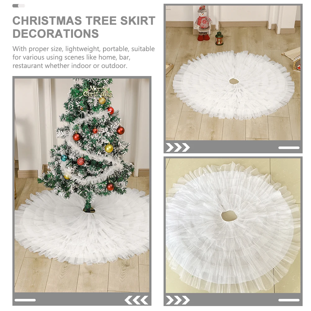 

Mesh Pleated Skirt Small Tree Skirts Farmhouse Holiday Decorations for Home Chritmas Christmad Year Decorative Cake