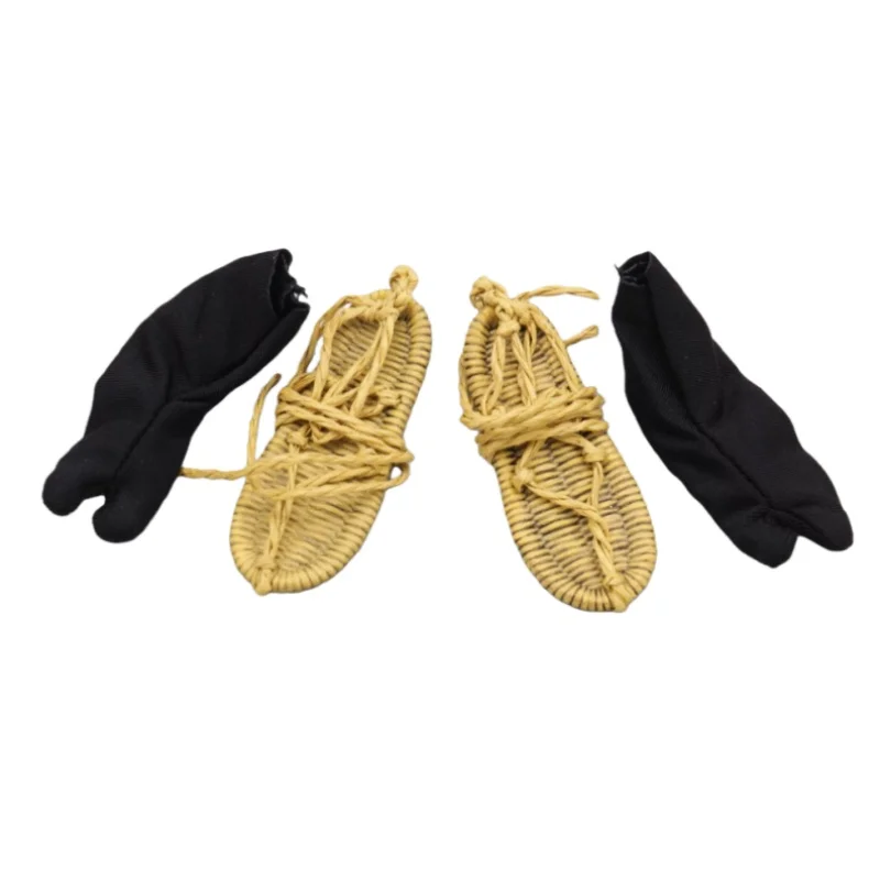 

﻿Japanese Samurai Straw Sandals + Socks, The Last Samurai Captain Nathan 1/6 Grass Shoes+Socks BJD Model