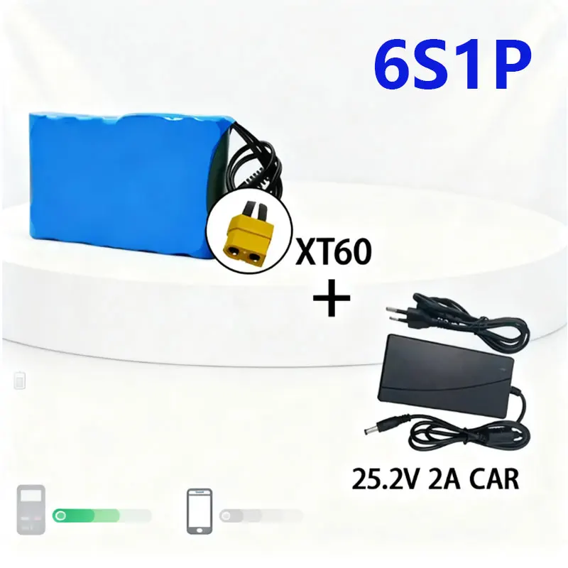 

50000mAh 24V Portable high-capacity 18650 6S1P rechargeable battery lithium-ion DC25.2V 5000mAh monitor camera toy car+cha