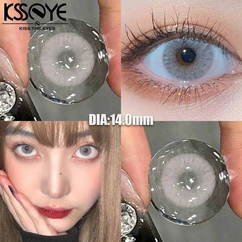 KSSEYE 1 Pair 2024Year New Lenses with Myopia Degree Grade 0.00- 8.00 Pink Blue Grey Beauty Pupilentes Soft Lens Yearly ﻿