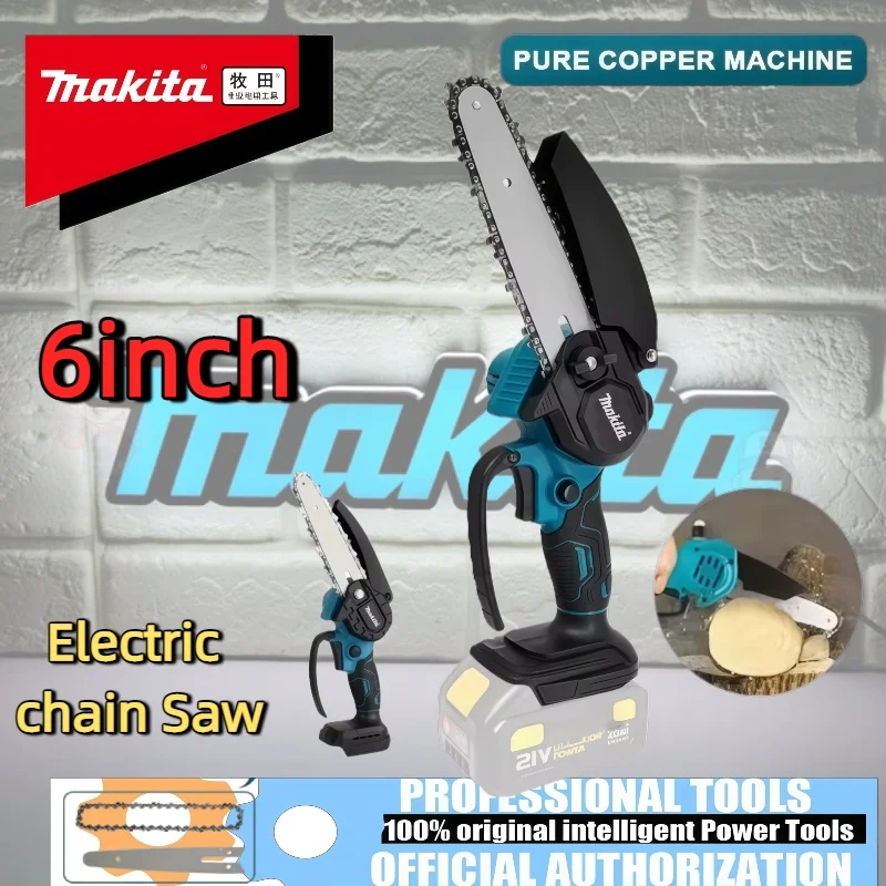 

Makita 6-дюймовая цепная пила, электрическая пила, ручная портативная бензопила для лесозаготовок по дереву, садовая обрезка дерева, электроинструмент, аккумулятор 18 В