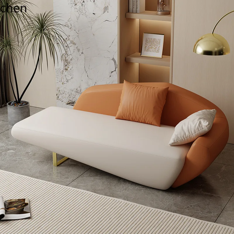 HT Living Room Leather Sofa Modern Simple Chaise Lounge Lazy Leisure Internet Celebrity Sofa Recliner