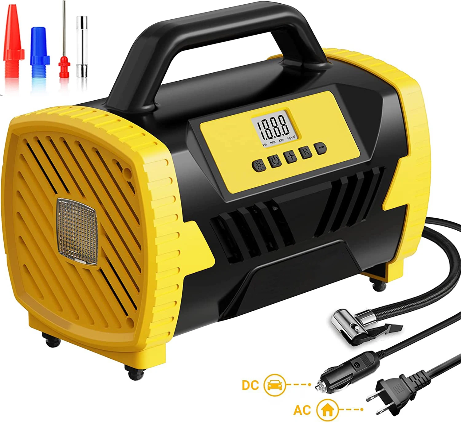 

AC 220 Volt Home Use 250PSI Portable Cars Tire Inflator DC 12V Car Tyre Inflator Air Compressor Pump with LED Light