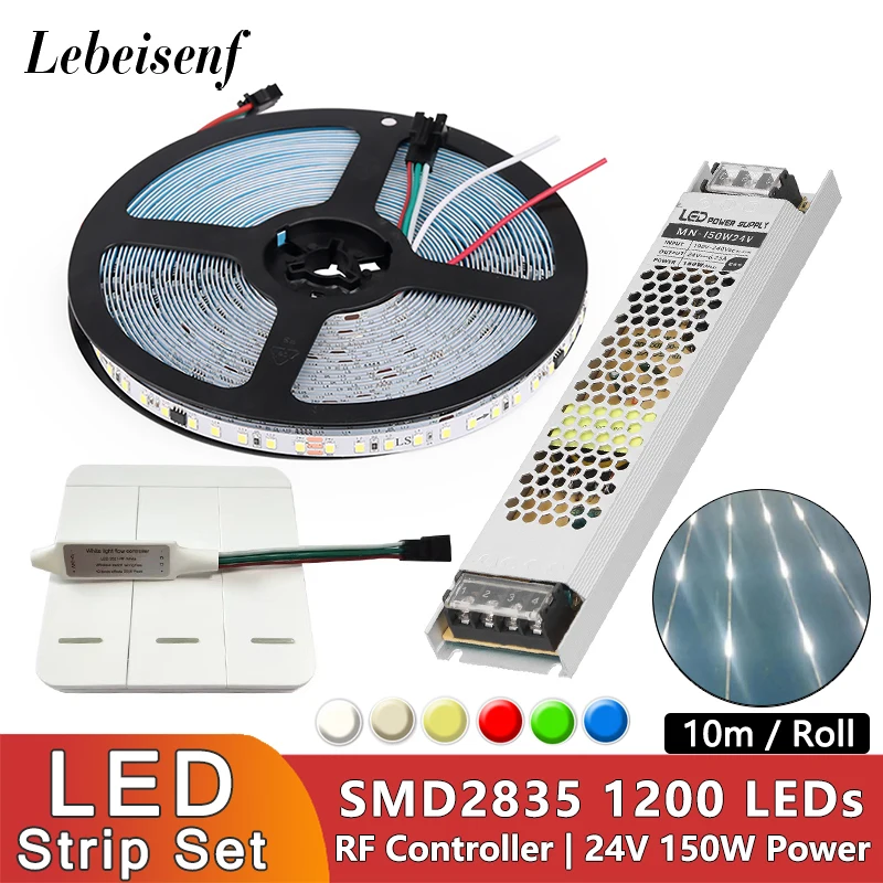 10m DC 24V WS2811 taśma LED do wyścigów konnych 2835 120 leds/m płynącą wodą płynącą z bezprzewodowym kontroler RF naturalny biały ciepły