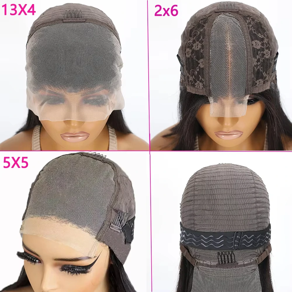 الشوكولاته البني 300 الكثافة 2X6 HD الدانتيل الجبهة خصلات الشعر المستعار الإنسان مزدوجة تعادل قصيرة بوب 5X5 13x4 الدانتيل الباروكات أمامي الشعر البشري #6