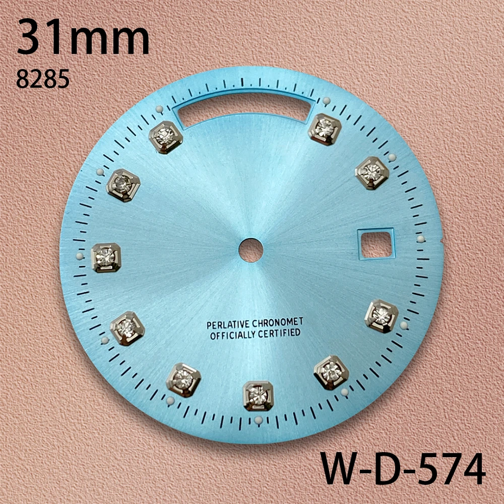31mm Day And Date Diamonds S Dial Fit 8285 Movement Sunray High-Quality Dial Watch Modification Accessories