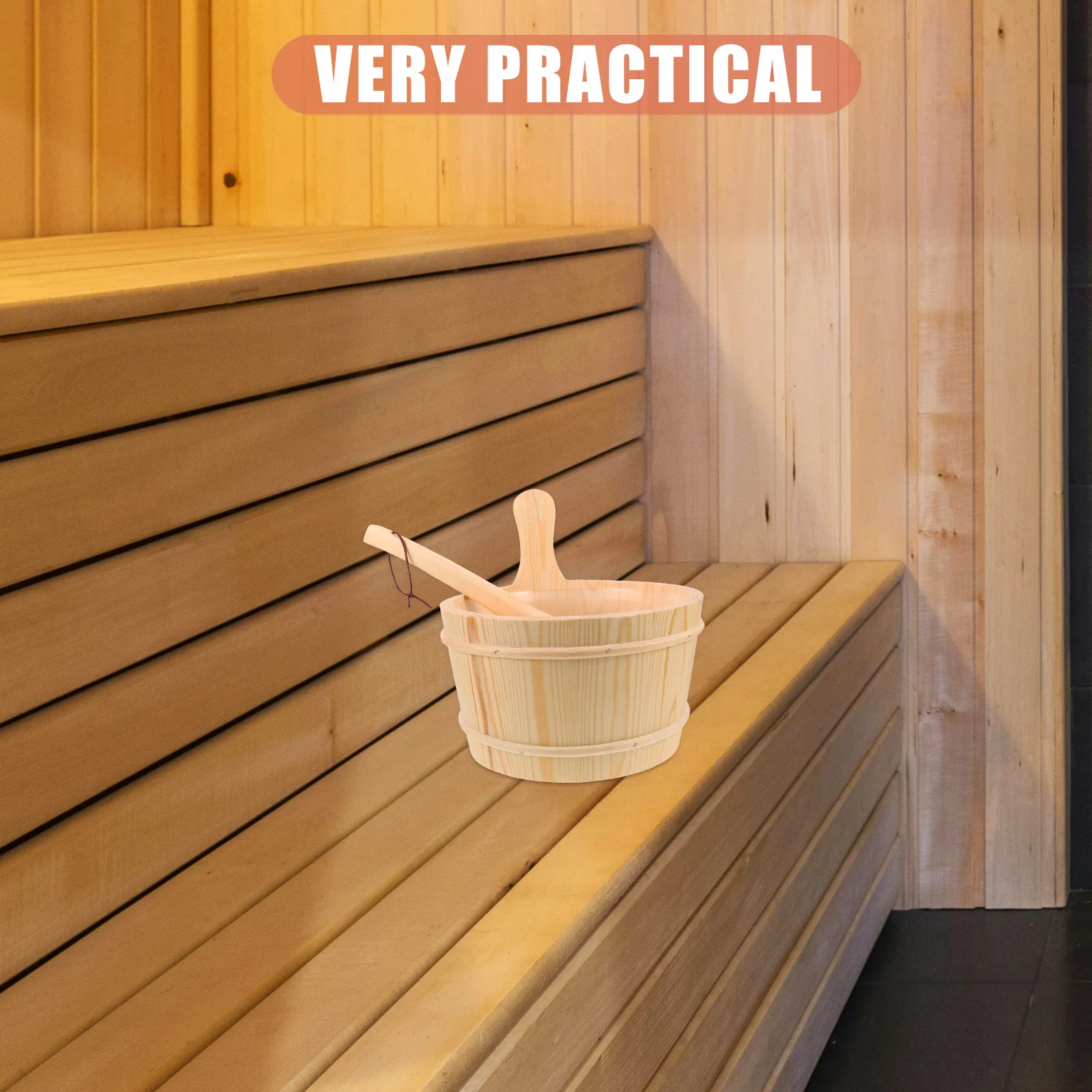 1Set Wooden Barrel Sauna Bucket Set Quality Hardwood Steam Room Accessory for Hotels Fitness Centers Bath Tool Sauna Supply