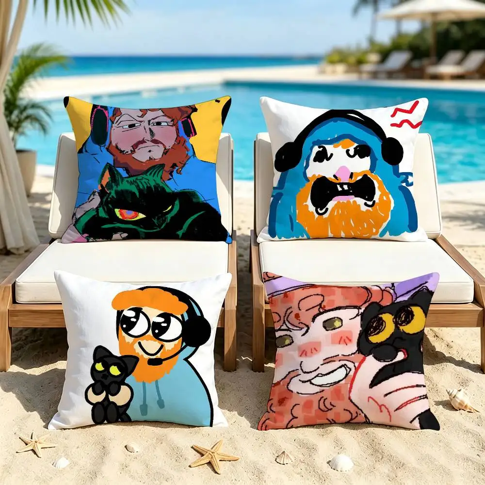 For CaseOh Gamer Cat  Square Double-Sided Printed Pillow Case Sofa Cushion Cover Bedroom Bedside Decor