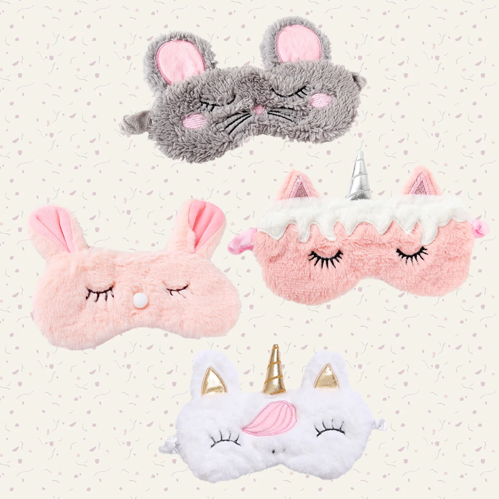 

4 Pcs Cartoon Sleep Eye Mask Blindfold Patches for Kids Shading Eyepatch Autumn And Winter