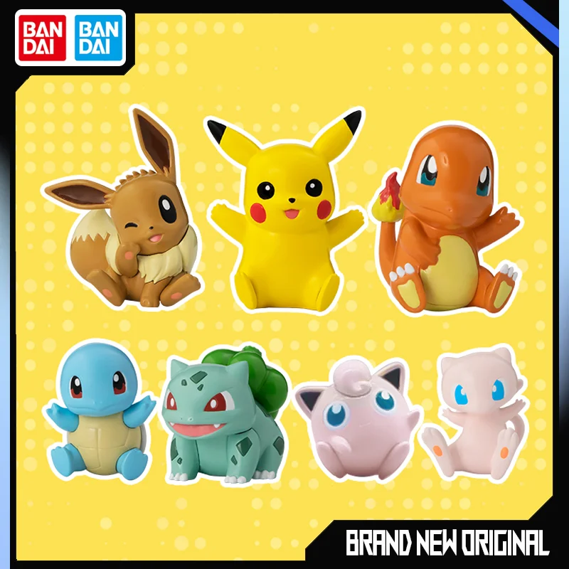 

BANDAI Pokemon Action Figures Model Pikachu Mew Squirtle Bulbasaur Charmander Jigglypuff Elf Ball Chafurin Blind box Original