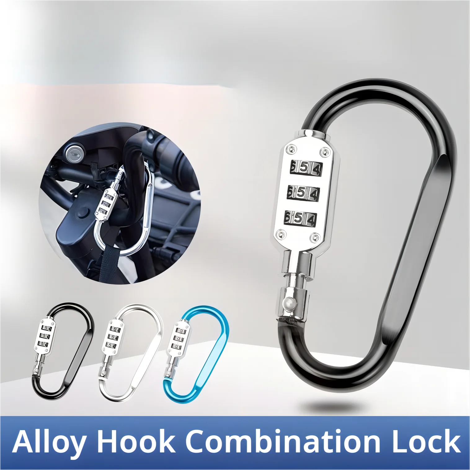 Aluminum Alloy D-type Bicycle Anti-theft Helmet Lock Password Lock Water Proof Rust Proof Small Size Hook Lock