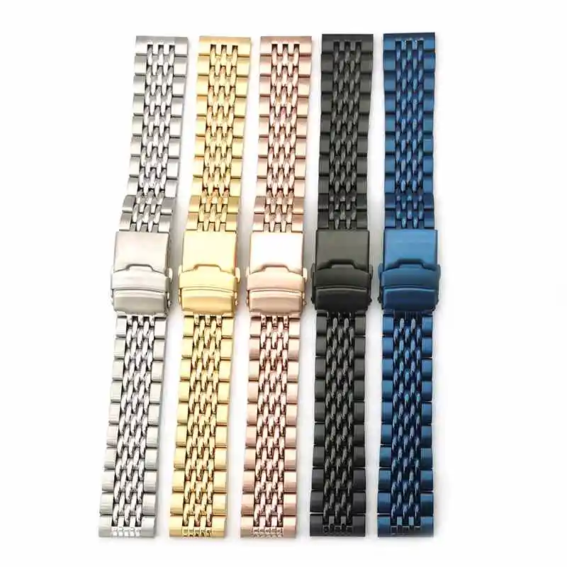 22mm 316L Stainless Steel Bead of Rice Universal Straight End Watch Strap Band Bracelet Fit for SKX007 Dive Watch