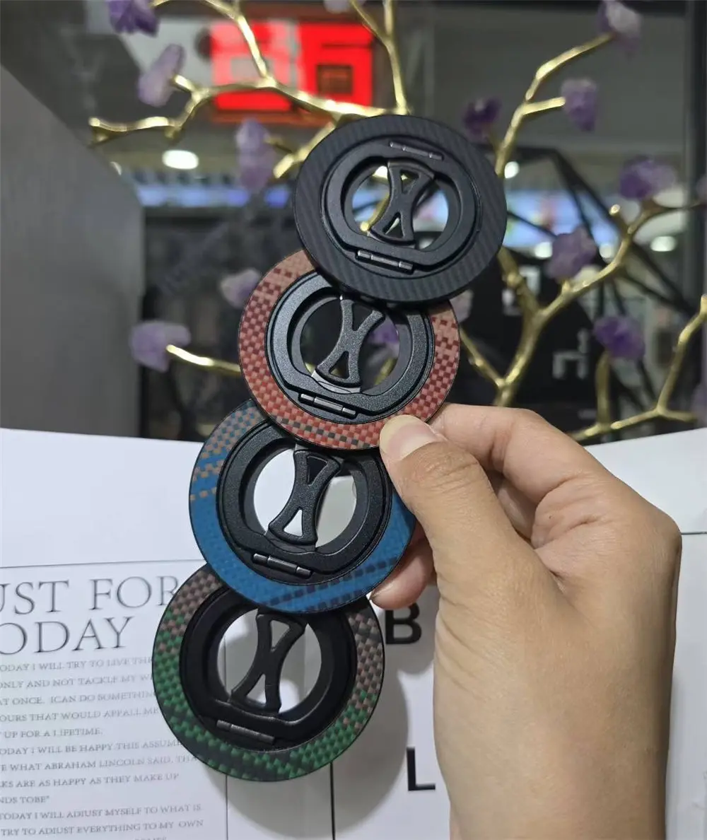

Magnetic Aramid Carbon Fiber Ring Holder For iPhone Samsung Huawei Universal With Foldable Design