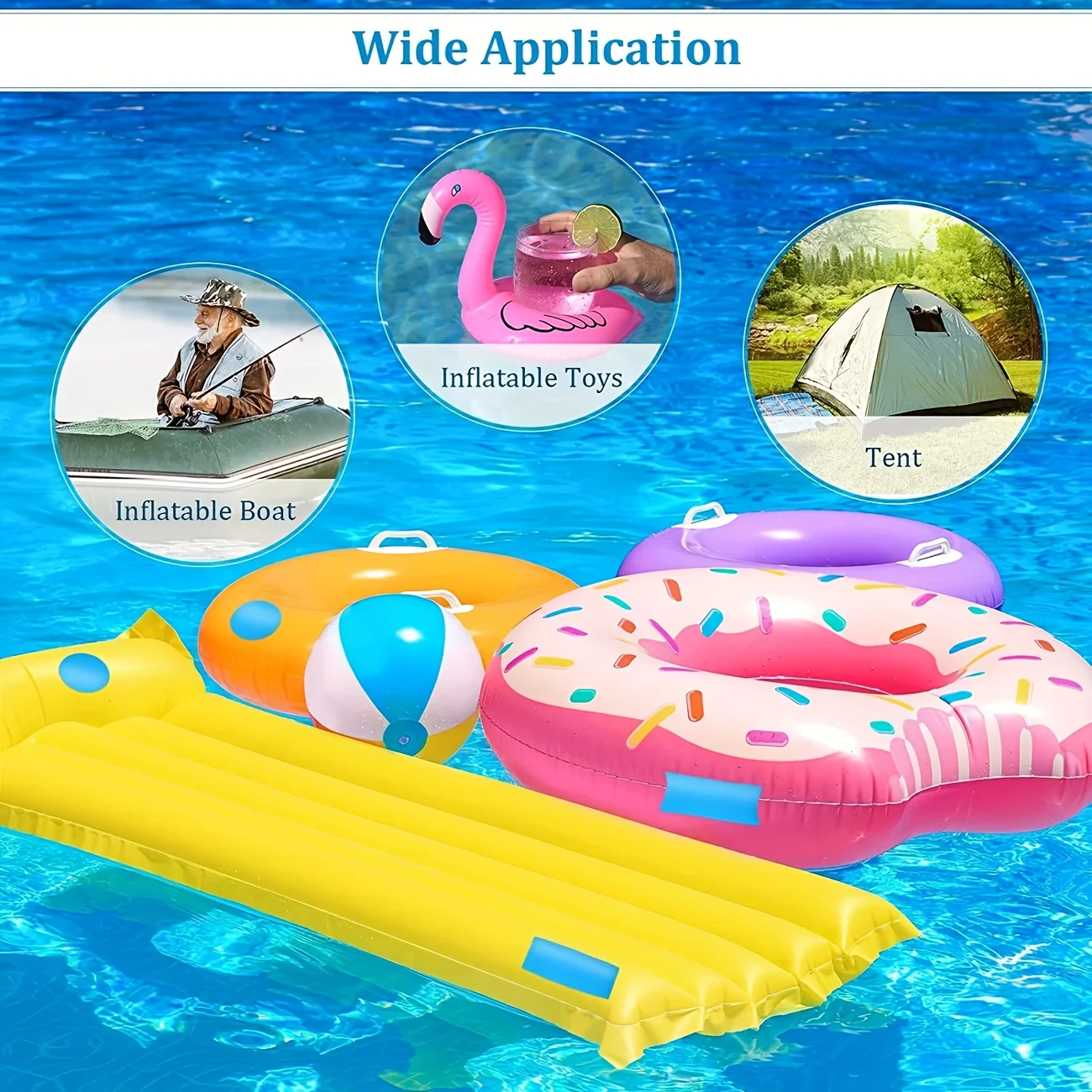 YITAPE 10PCS Underwater Repair Patches Self-Adhesive PVC Pool Repair Kit Waterproof Sealing Patch for Swimming Pool Inflatables