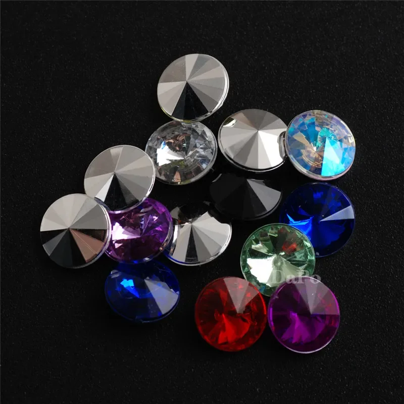 8mm 100pcs All Colors Acrylic Crystal Rivoli Fancy Stone Pointed Back Round Jewelry Beads Stones Clothing accessories