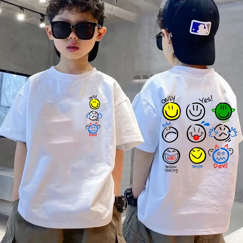 Summer Fashion Simple Short Sleeve T-Shirt for Children Cotton Casual Versatile Top for Girls And Boys