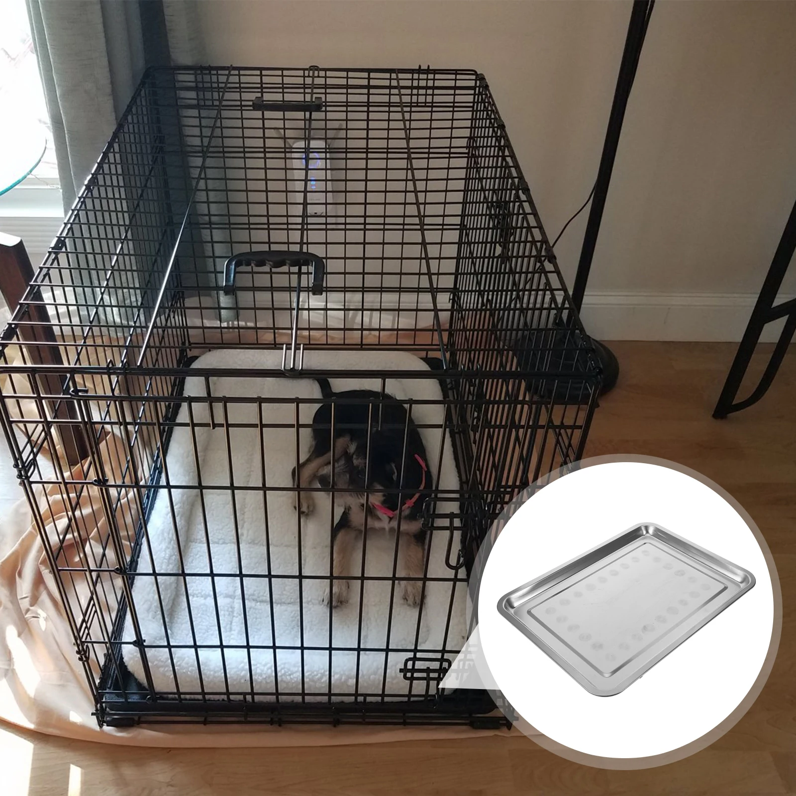 

Stainless Steel Pet Cage Bottom Tray Leakproof Durable Replacement For Dog Crate Parrot Potty Bunny Cage Easy Clean Poop Tray