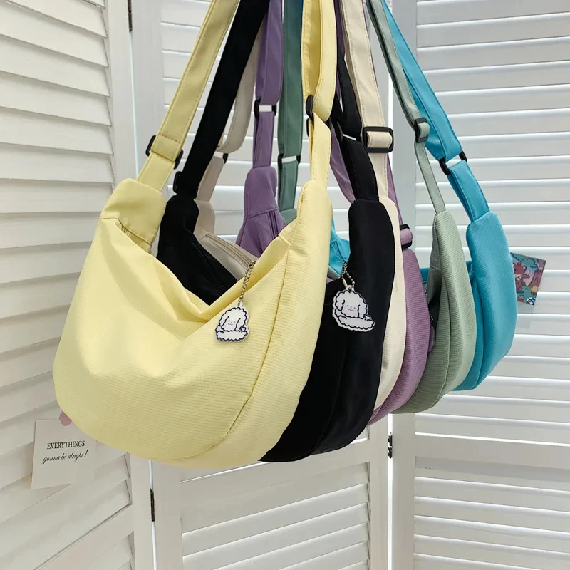 Bolso de hombro sólido Harajuku para mujer, bolsos multifunción simples que combinan con todo, bolsos cruzados de gran capacidad, monedero para adolescentes