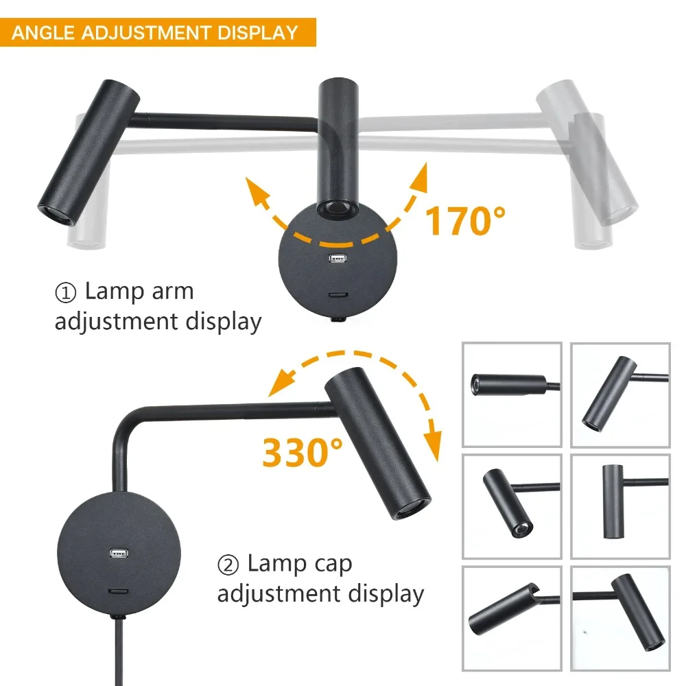JOYINLED 3W 3000K LED AC85-265V Working Study Bedside Reading Wall Lamp aluminium Wall Sconces Night Light Fixtures Book Lamp