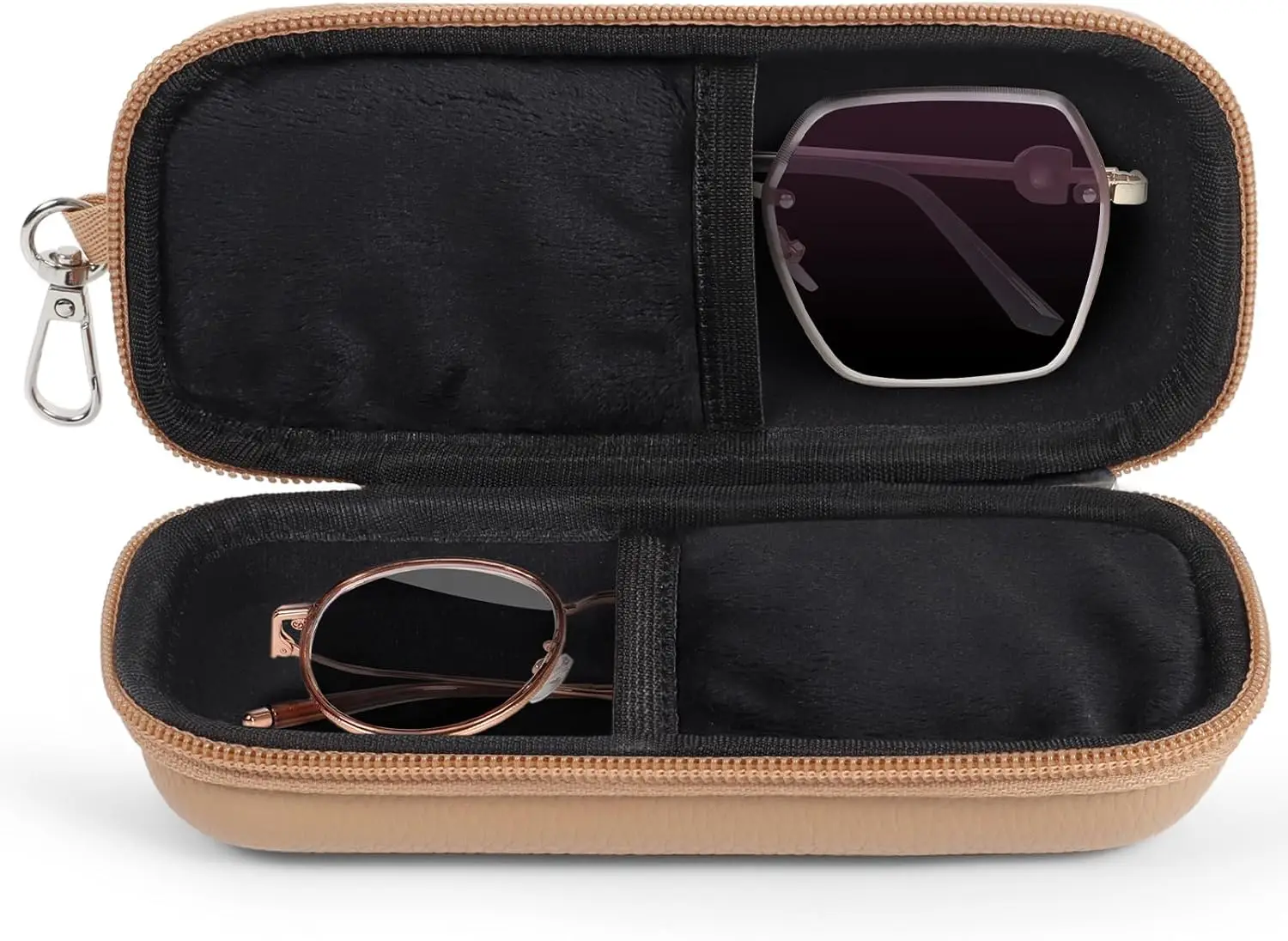 

Жесткий футляр для двух пар солнцезащитных очков, кожаный чехол на молнии для путешествий, вмещает 2 пары