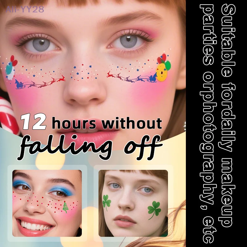 

Gingerbread Mouse Pixie Dust Temporary Tattoos, Festive Christmas Freckles Face Stickers, Metallic Sparkle Makeup