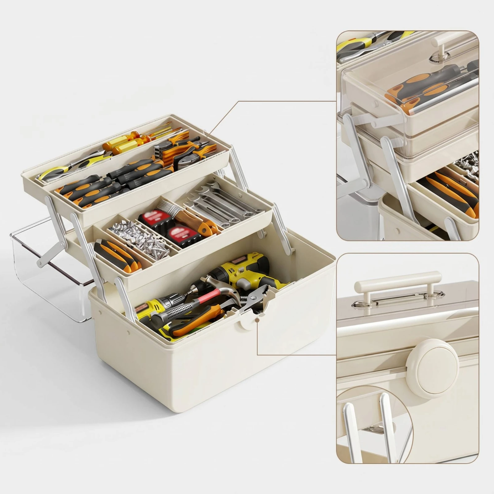 Tool Storage Box Compact Folding Tool Box Foldable Toolbox Sturdy Organizer Long-Lasting for DIYers, Home Repair, Garage