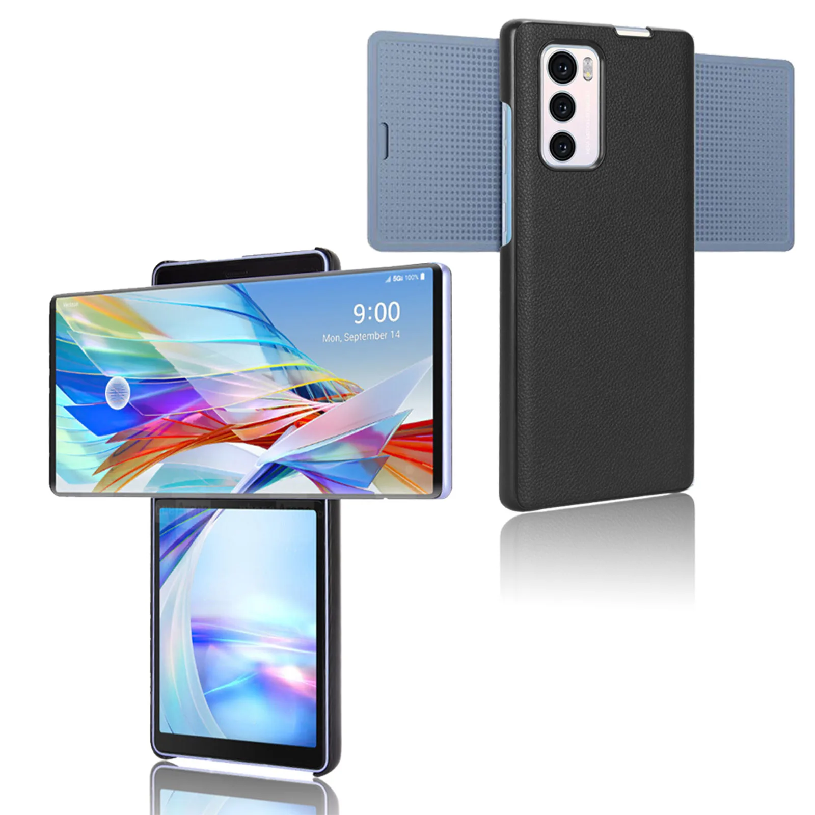 For LG Wing 5G 2020 Case Pattern Litchi Skin PU Leather and PC Book Cover For LG Wing LGWing 5G 2020 5G Phone Case 6.8 inch