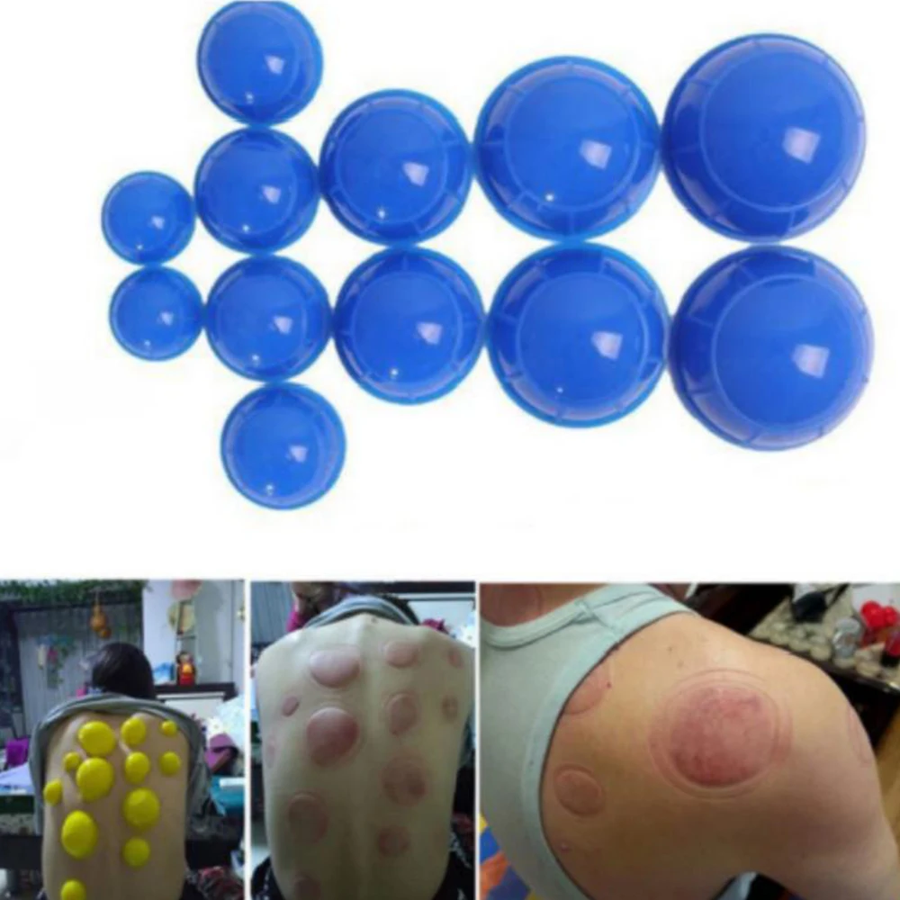 12pcs Silicone Back Massage Jars Suction Cups Set Chinese Therapy Body Slim Massager Banks Anti Cellulite Vacuum Cans