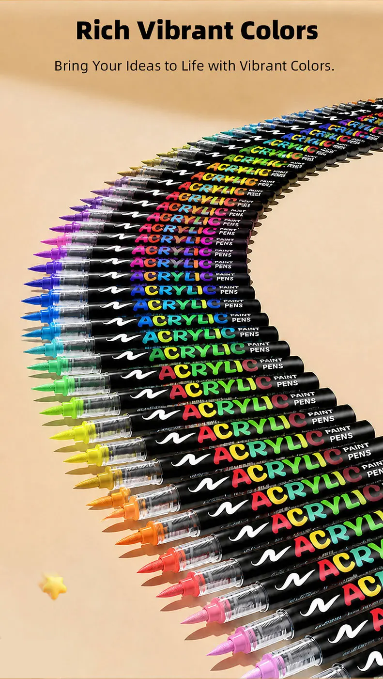 12-366 Farben Acryl-Marker-Set Permanente Marker mit Pinselspitze Acryl-Malmarker für Stein Glas Keramik Leinwand Holz – Detail 11