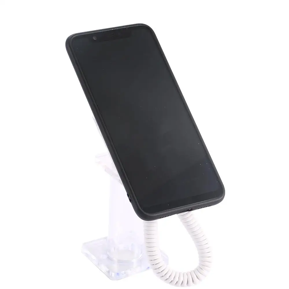Immagine 7: Supporto per Telefono Trasparente con Catena a Molla, Base di Sicurezza Durevole, Espositore per Cellulari