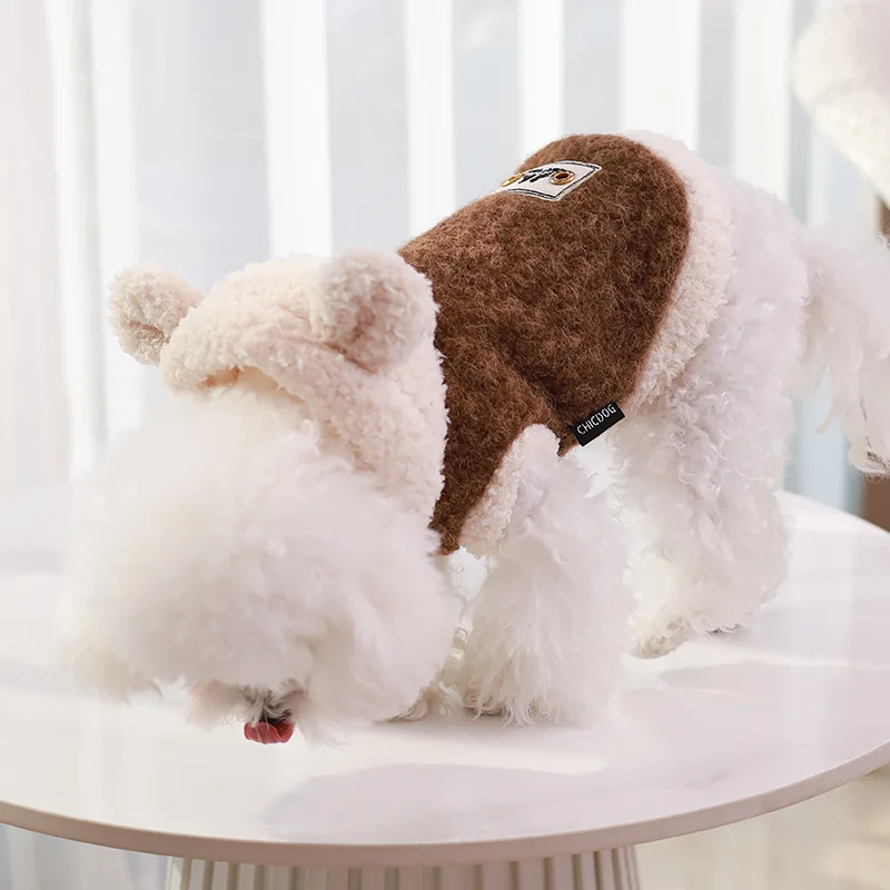 Pet Plush Bear Hat Coat Autumn/Winter Hoodie Sweatshirt Teddy Bear Yorkshire Small Dog Winter Coat Thick Coat Puppy Clothes view 3