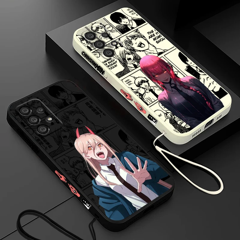 Anime Chainsaw Man Phone Case For Samsung A55 A53 A33 A52 A32 A71 A51 A21S A35 A25 5G Liquid Left Rope Funda