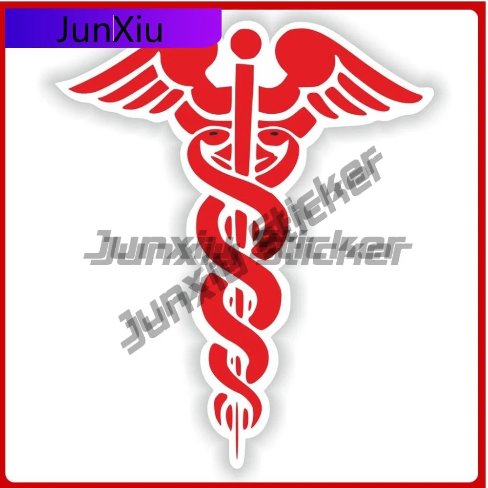 

Caduceus Red Funny Truck Waterproof Decal Accessory Doctor Cool Motorcycle UV Accessory Sticker Medical Unique Symbol Resistant
