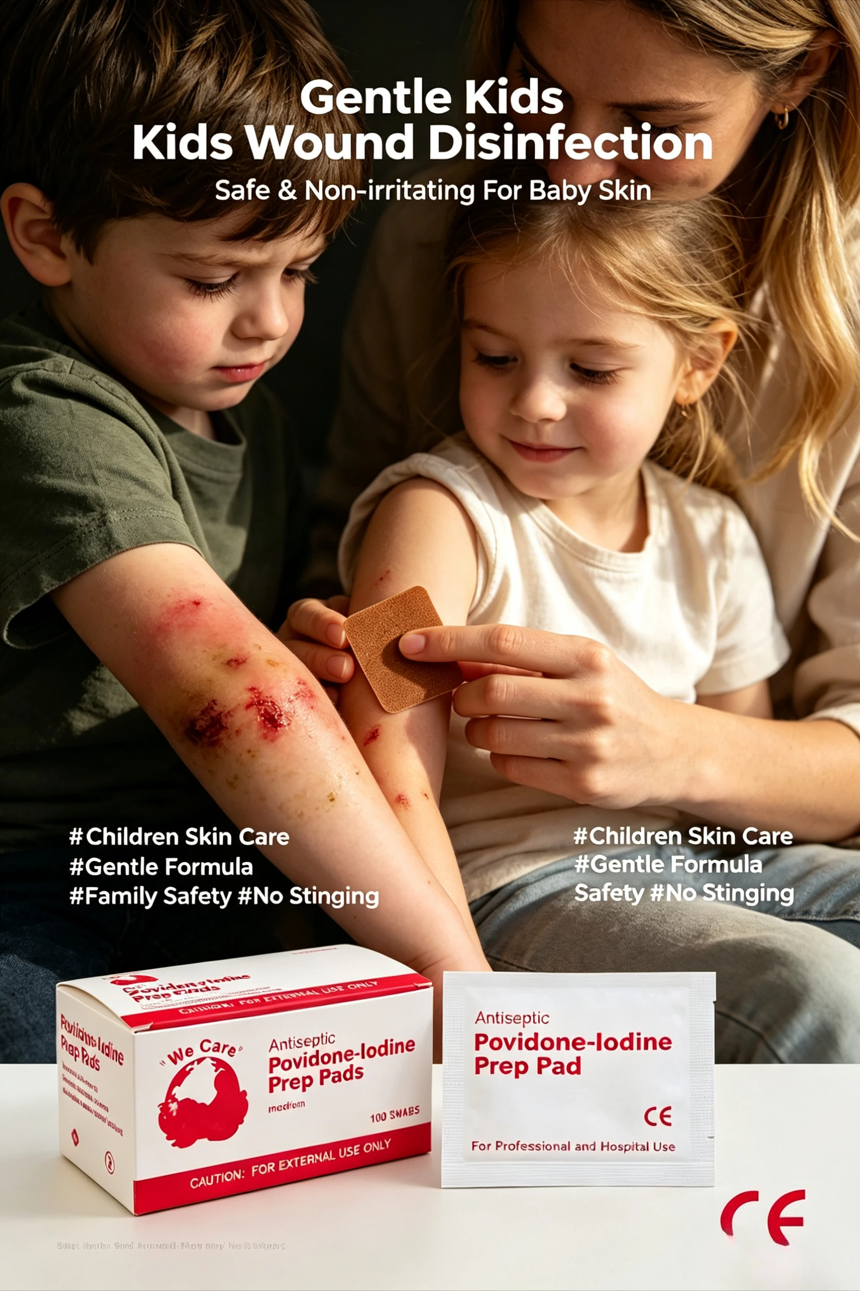 Povidone-Iodine Disinfectant Wipes; Wound Disinfection and Sterilization Cleaning, Individually Wrapped for Convenient Storage.