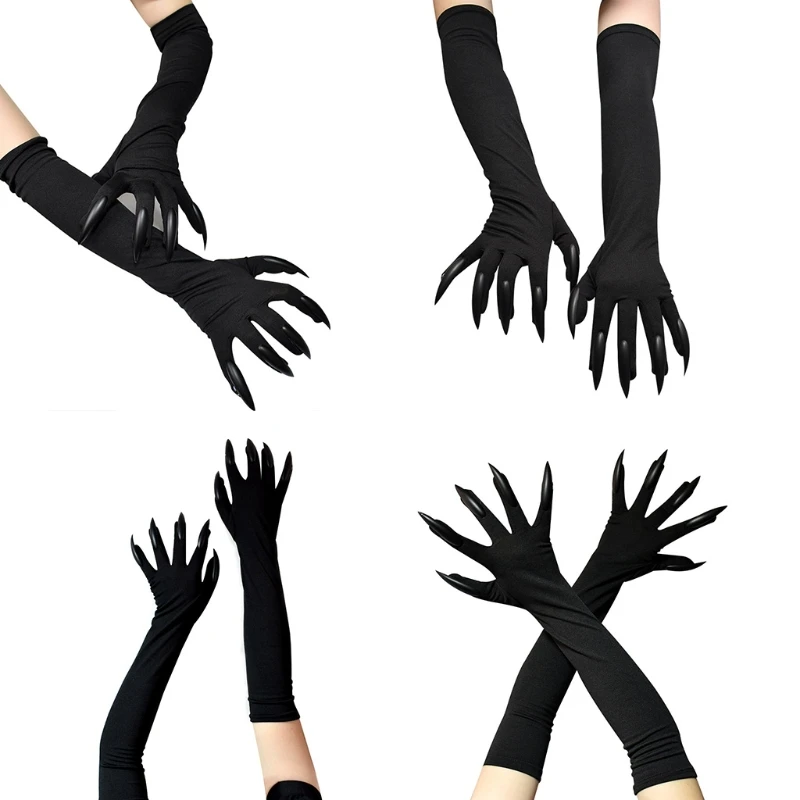 Stretchy Halloween Gloves Long Fingernail Sleeves Cosplay Elbow Length Gloves Drop Shipping