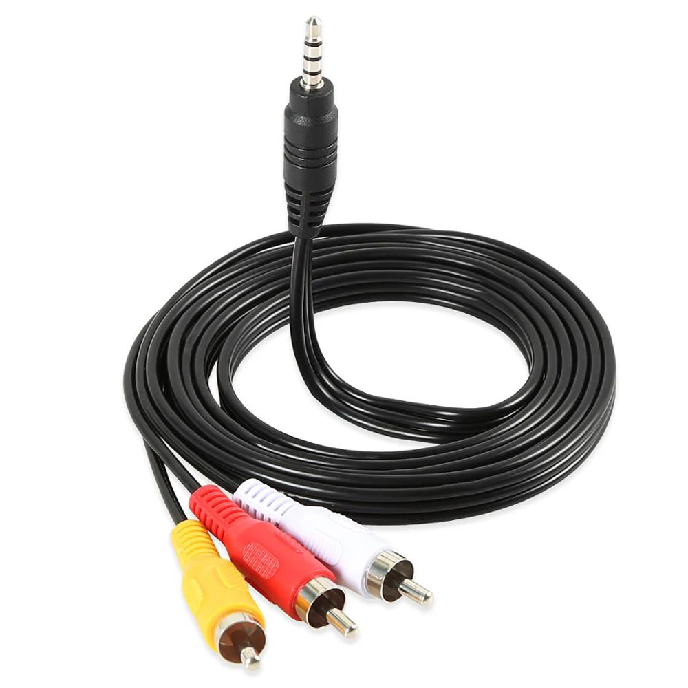 Wysokiej jakości 3.5mm 1/8 TRRS męski do 3 RCA męski Adapter kabel kompozytowy Audio wideo kable AV do głośników Laptop odtwarzacz DVD TV, pudełko