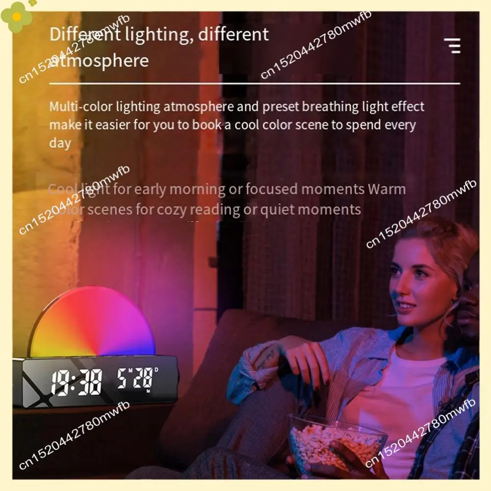 LDHL Sunrise Lamp Sunrise Alarm Clock, Wake Up Light Dawn Simulator, Bedside Sun Lamp Color Changing Lights For Bedroom Black Du