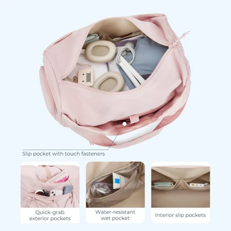 Large Capacity Fitness Bag Women Sports Yoga Handbag Lightweight Multi-Layer Travel Bag Dry and Wet Separation Shoulder Bags image 3