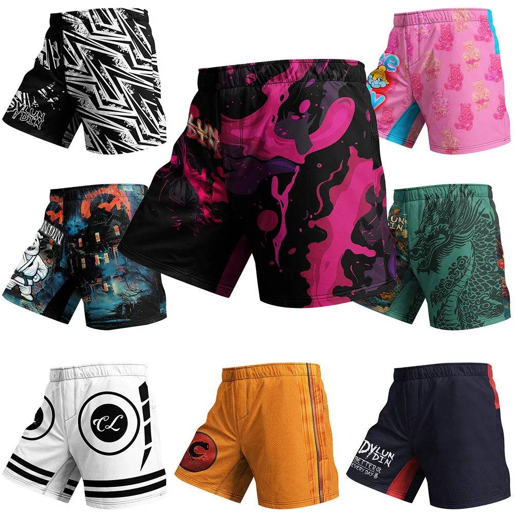 Boxing MMA Shorts Men Gym Shorts Muay Thai Basketball Shorts Quick Dry Training Fitness Running Bodybuilding Workout Short Pants