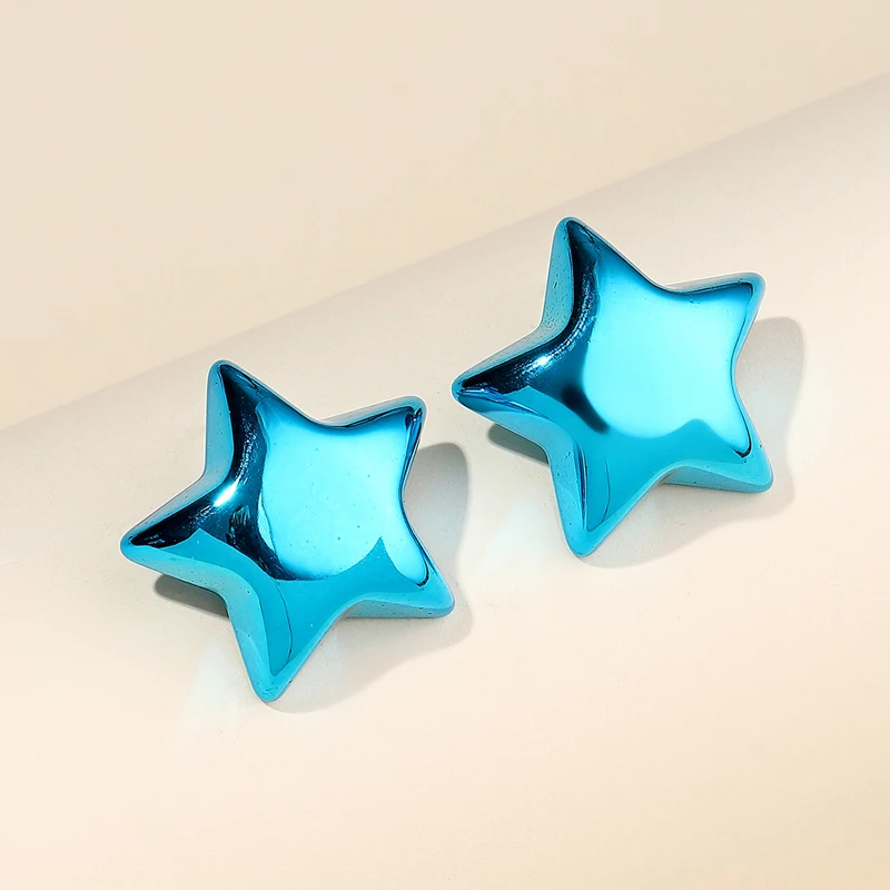 

pendientes Blue Star Earrings Colorful Smooth Simple Women's Earrings Temperament Summer Wedding Party Jewelry Accessories