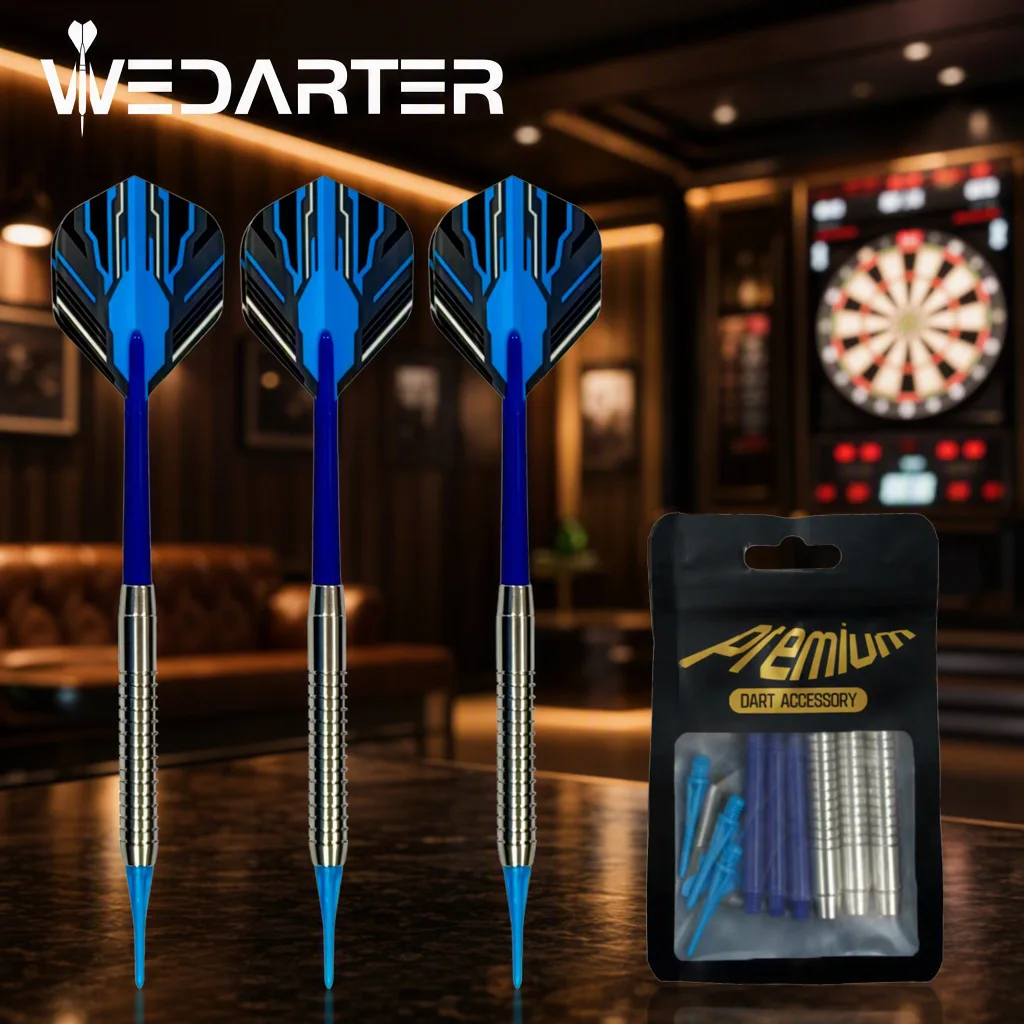 WEDARTER 18g Soft Tip Darts Professional Set, Stainless Steel, Suitable for Electronic DartboardsDart Accessories，