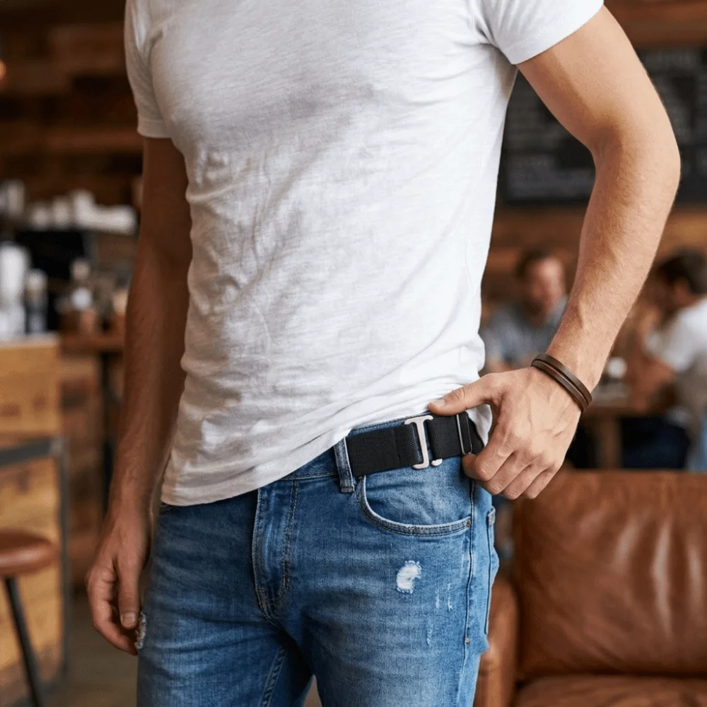 Metal Invisible Elastic Waist Belt Waist Buckle Adjustable Hook Buckle Elastic Belt Comfortable Elastic Stretch No Trace Belt