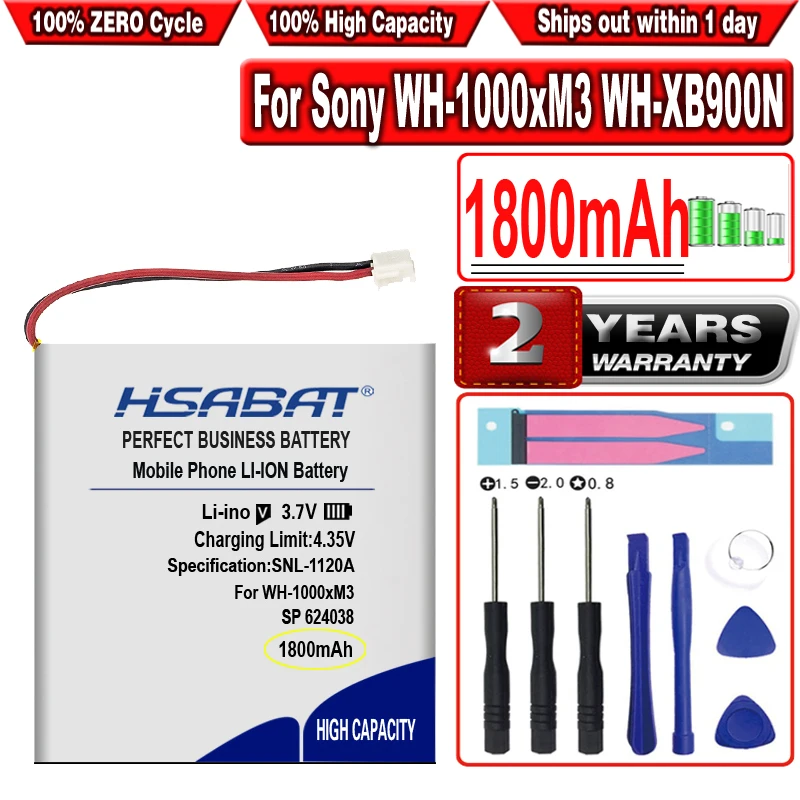 HSABAT-بطارية لسوني ، SP 624038 ، LIS1662HNPC ، WH-1000xM3 ، WH-1000MX4 ، WH-CH710N/B ، WH-XB900 ، WH-XB900N ، 1800mAh
