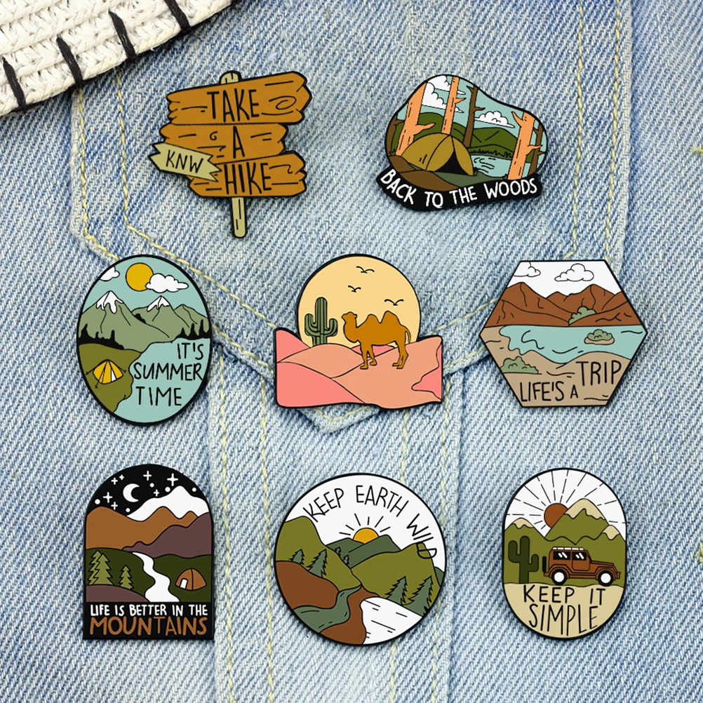 Brooch for Adventurer Nature Wild Life Shaped Desert Camel Badge Hiking Camping Drive Mountain Travel Outdoor Tourism Enamel Pin