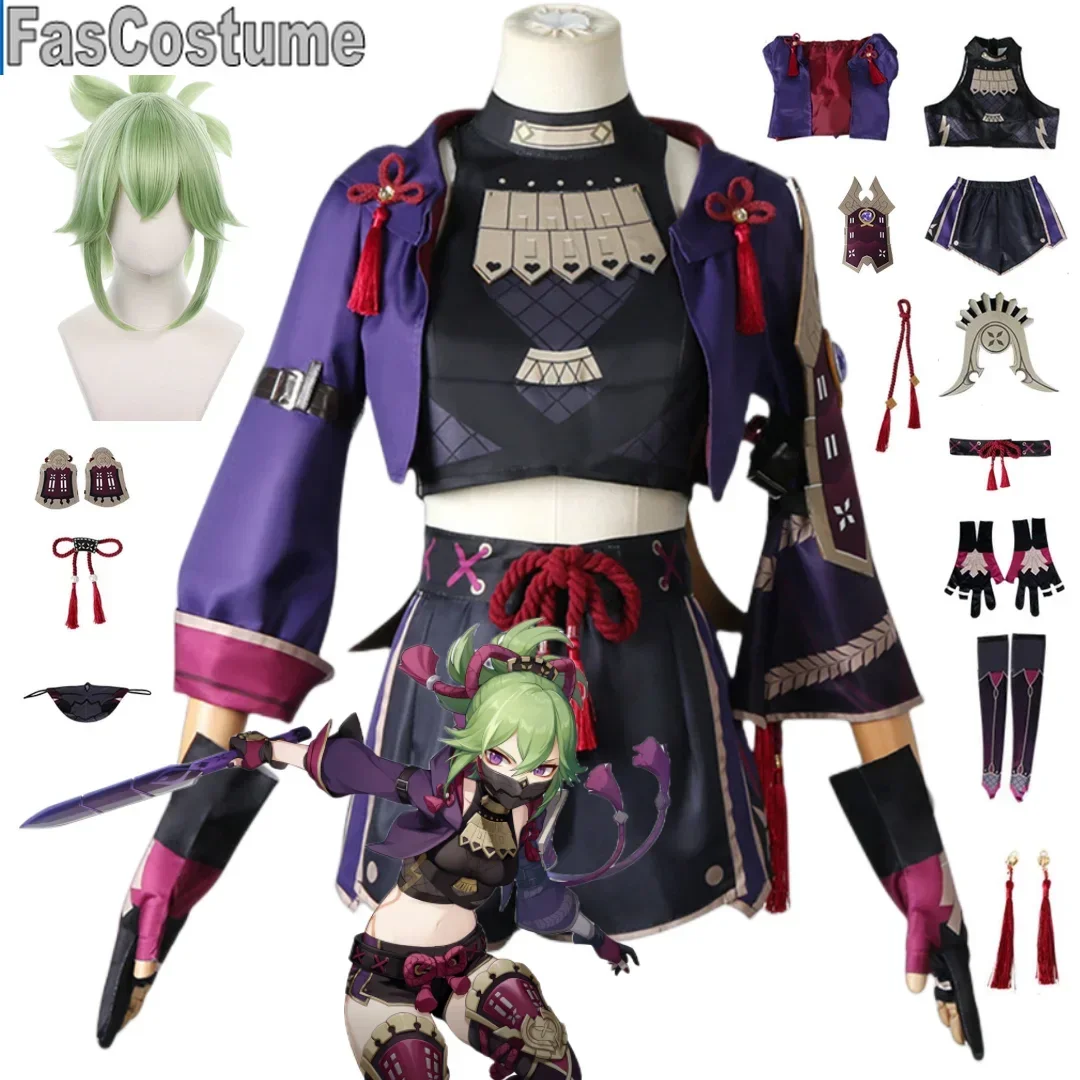 

FasCostumeAnime Genshin Impact Kuki Shinobu костюмы для косплея женская одежда на Хэллоуин