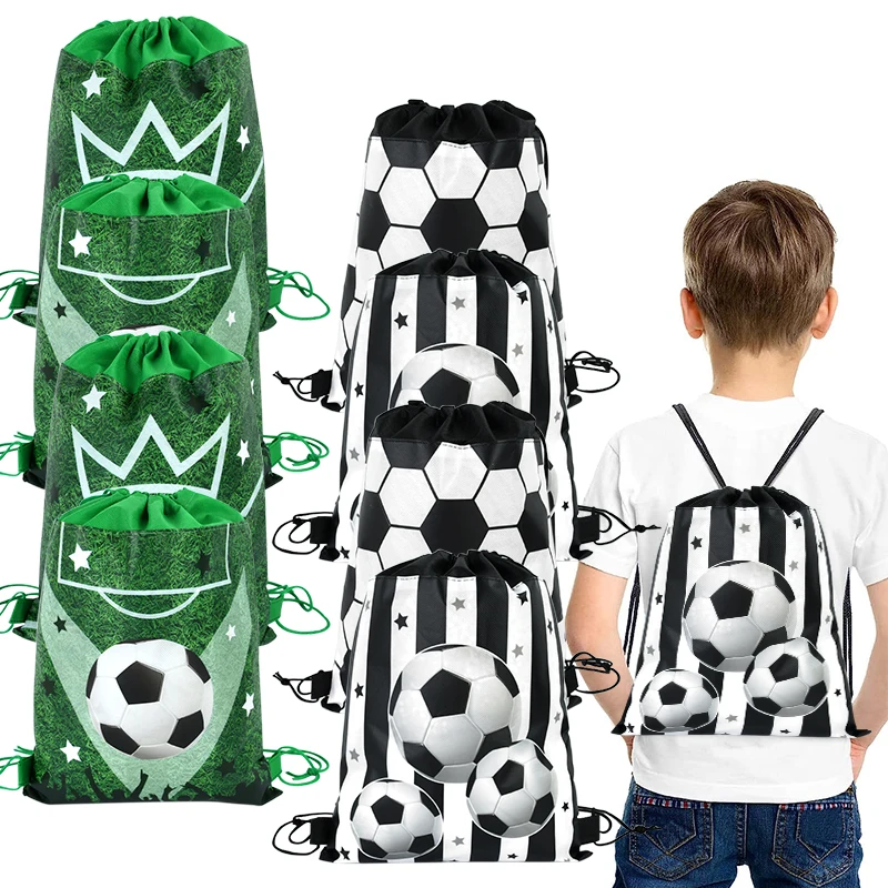 1/3Pcs Football Theme Gift Bag Soccer Drawstring Goodie Snack Candy Bag Kids Sport Birthday Party Guest Favors Decor Supplies