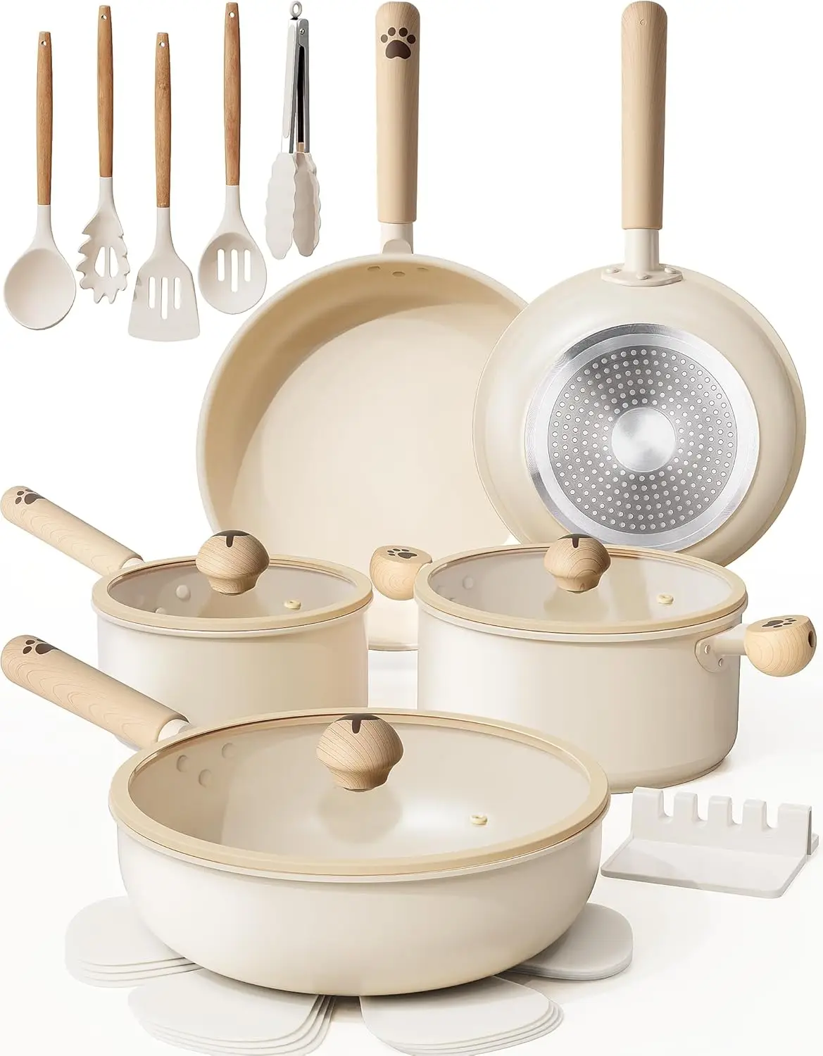 

18 Pcs Nonstick Ceramic Cookware Set, Induction Ready, Dishwasher Safe