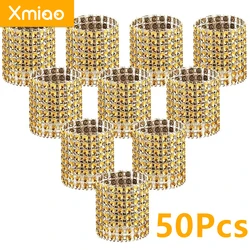 50Pcs Rhinestone Napkin Rings Bling Decoration Wedding Dinner Elegant Gold Sliver Napkin Rings Holder Party Supplies