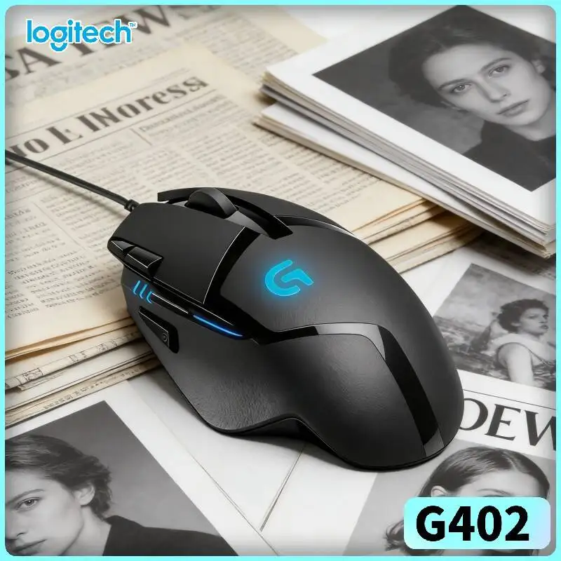 Logitech G402 Hyperion Fury Gaming Mouse 32-Bit Processor 8 Custom Buttons 4 DPI Levels 500 IPS Anti-Slip Grips for FPS Games