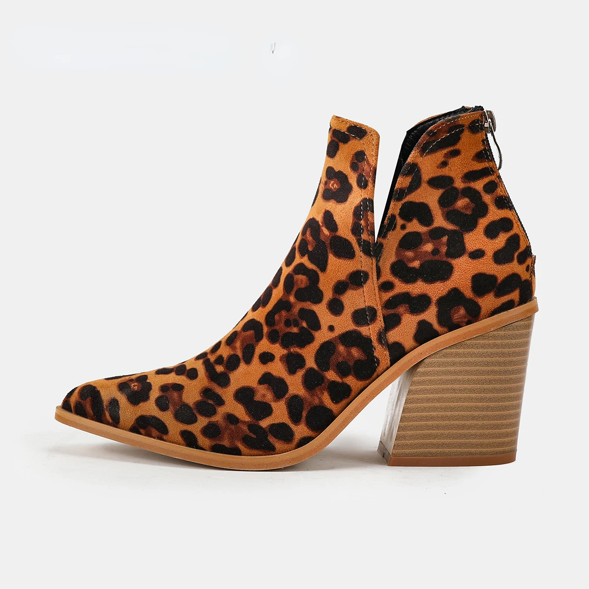 Botki damskie 2025 modne buty kobieta jesienno-zimowa szpiczasty nosek wysokie obcasy zamek Leopard grain buty damskie Botas Mujer